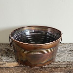 Rustic Metal Bucket with Handles